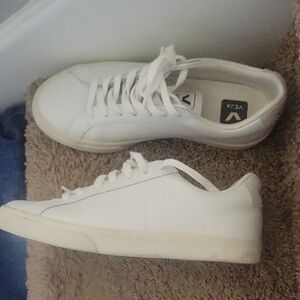 Veja White and Cream Casual Sneakers